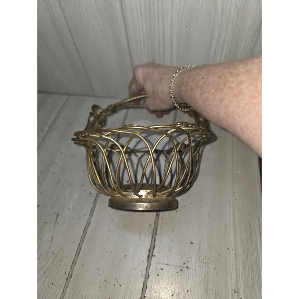 Vtg Godinger Silver Co Woven Baskets Grape Motif Swivel Handle 8